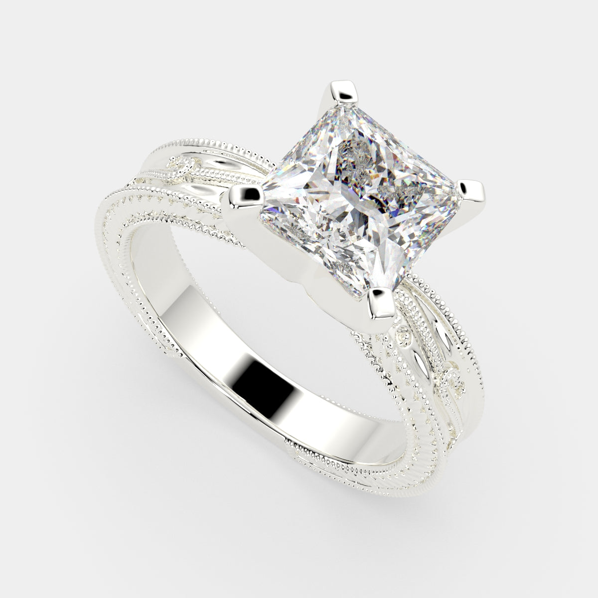 3 Carat VS1 D Lab Grown Diamond Solitaire Princess Ring