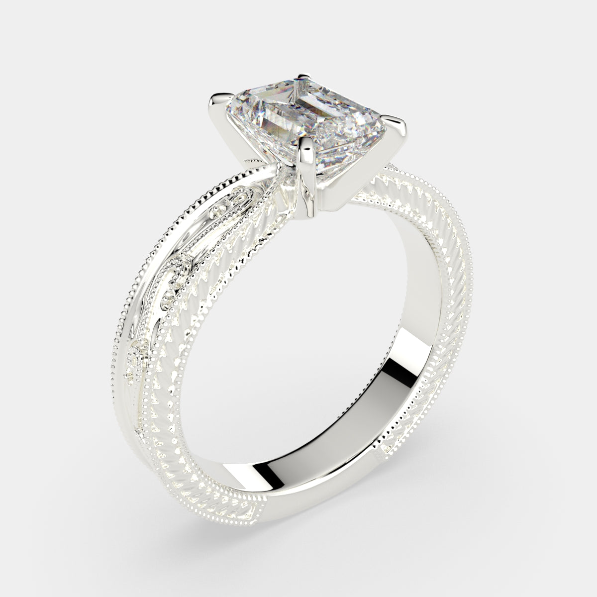 2 Carat VS1 D Lab Grown Diamond Solitaire Radiant Ring