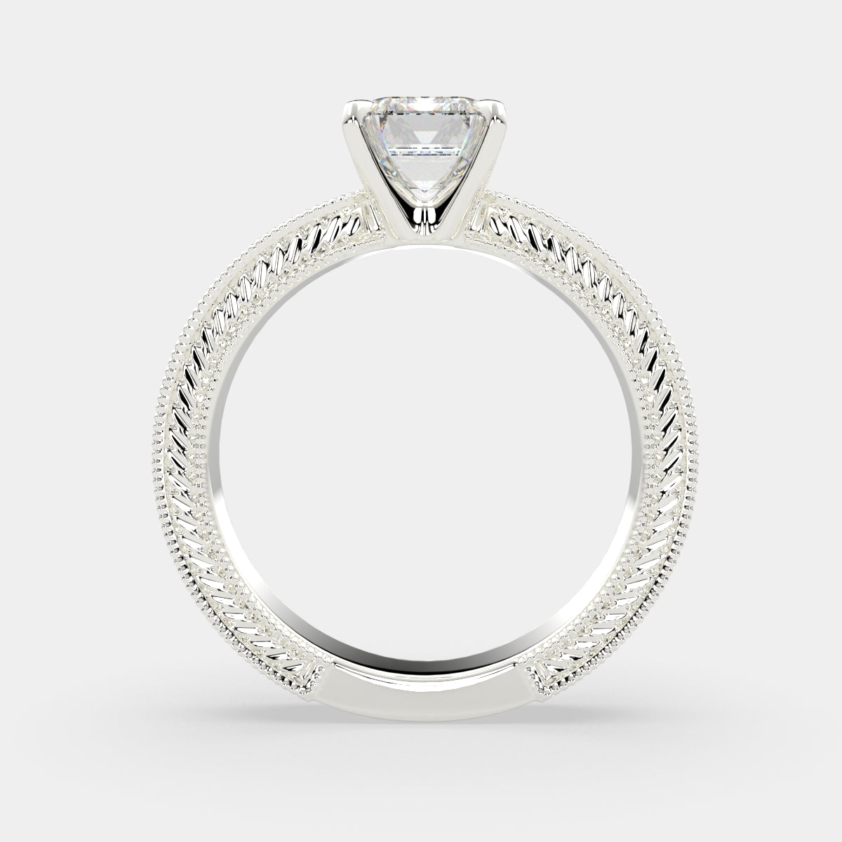 1 Carat VS1 D Lab Grown Diamond Solitaire Radiant Ring
