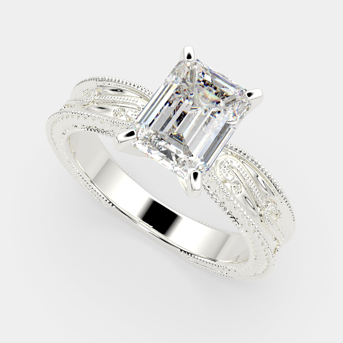 2 Carat VS1 D Lab Grown Diamond Solitaire Radiant Ring