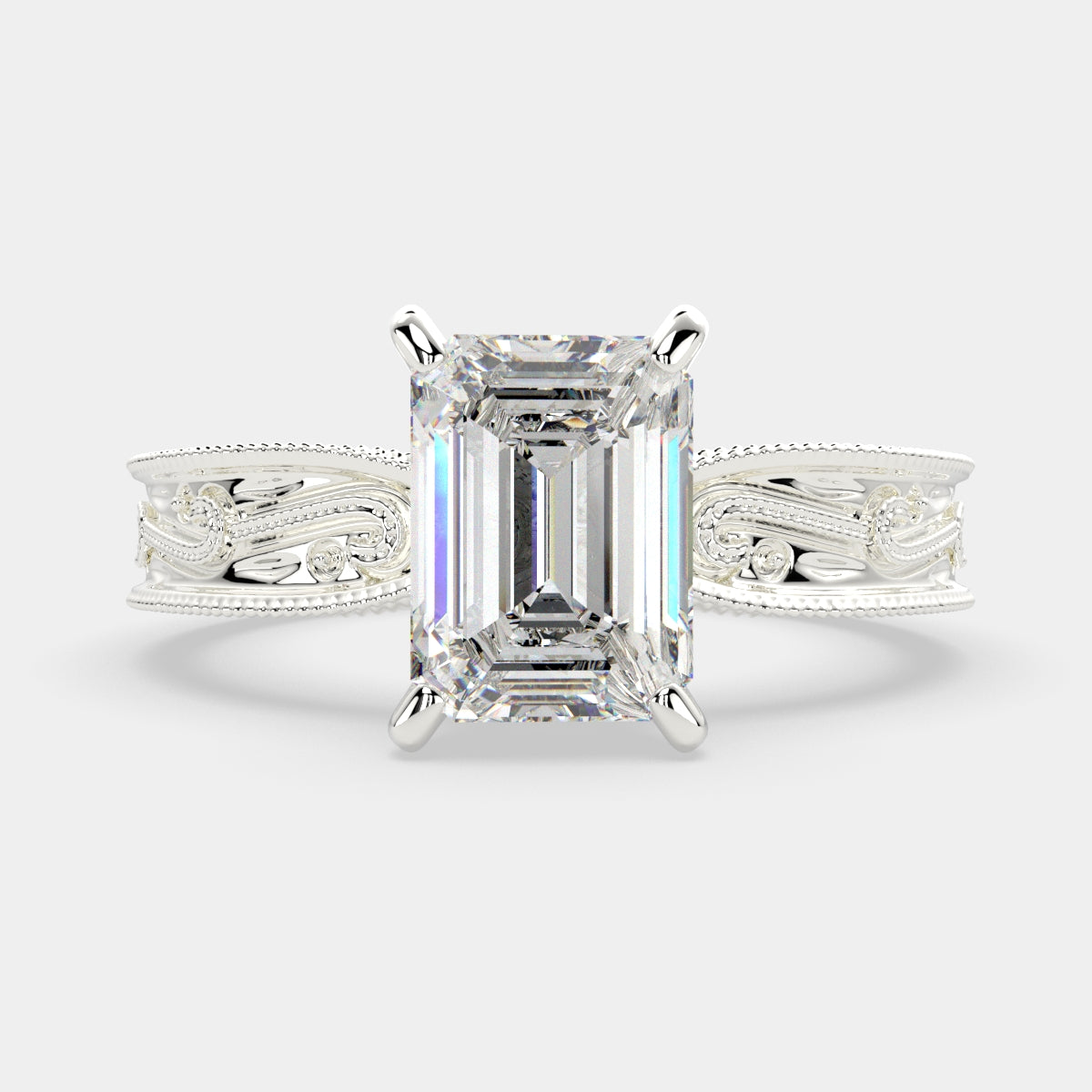 2 Carat VS1 D Lab Grown Diamond Solitaire Radiant Ring