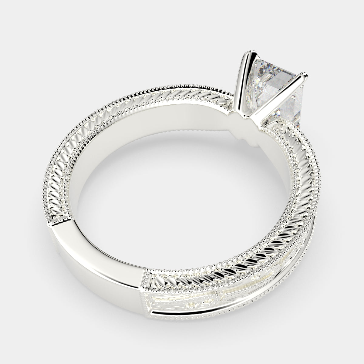 3 Carat VS1 D Lab Grown Diamond Solitaire Radiant Ring