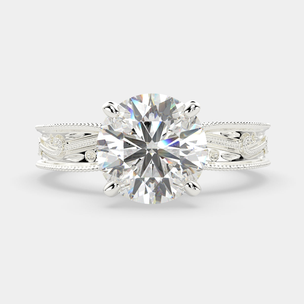 2 Carat VS1 D Lab Grown Diamond Solitaire Round Ring