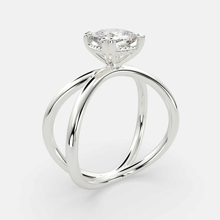 Tatiana 1 Carat Cushion Cut Solitaire Split Shank Engagement Ring