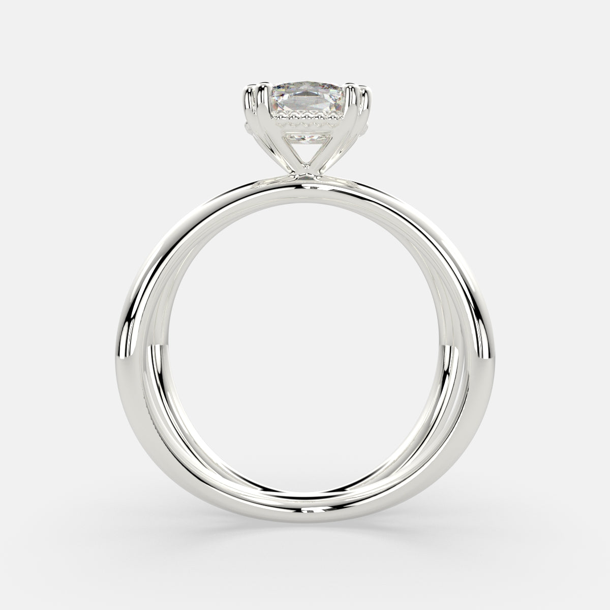 1 Carat VS1 D Lab Grown Diamond Solitaire Split Shank Cushion Ring