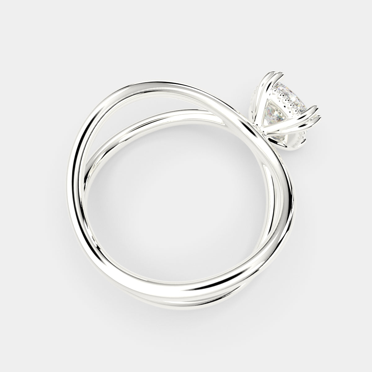 3 Carat VS1 D Lab Grown Diamond Solitaire Split Shank Cushion Ring