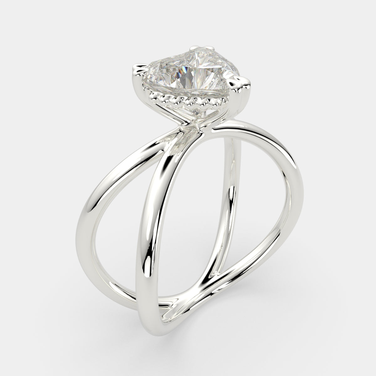 1 Carat VS1 D Lab Grown Diamond Solitaire Split Shank Heart Ring