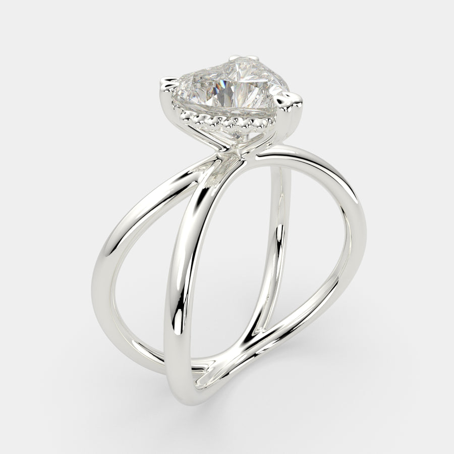 Tatiana 1 Carat Heart Cut Solitaire Split Shank Engagement Ring