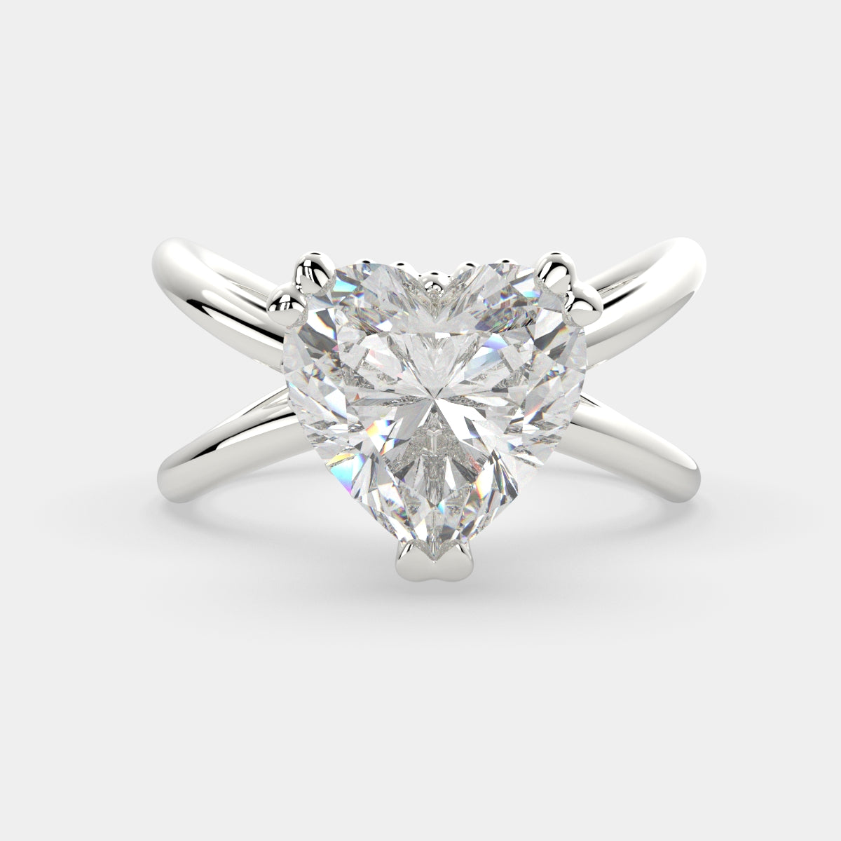 4 Carat VS1 D Lab Grown Diamond Solitaire Split Shank Heart Ring