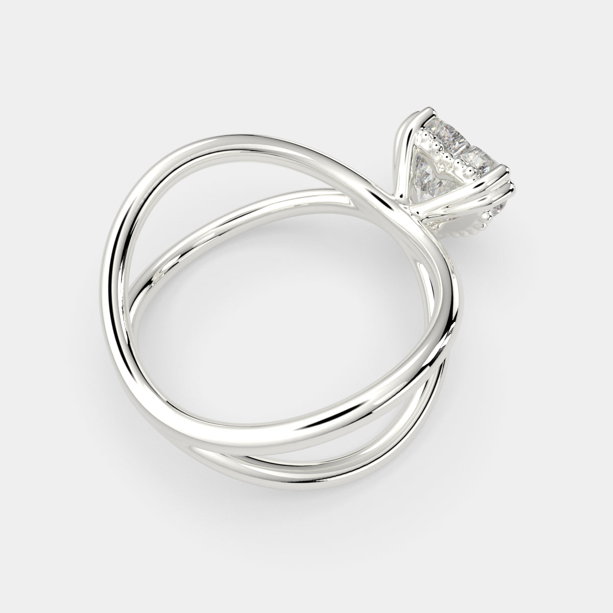1 Carat VS1 D Lab Grown Diamond Solitaire Split Shank Heart Ring