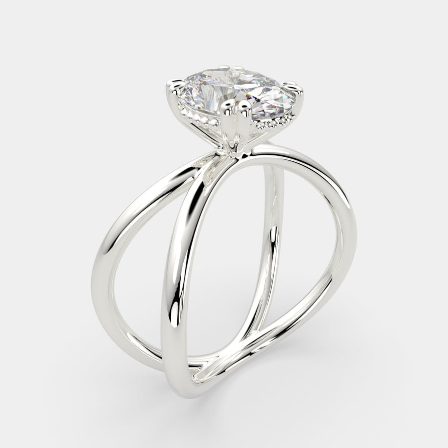 Tatiana 3 Carat Oval Cut Solitaire Split Shank Engagement Ring