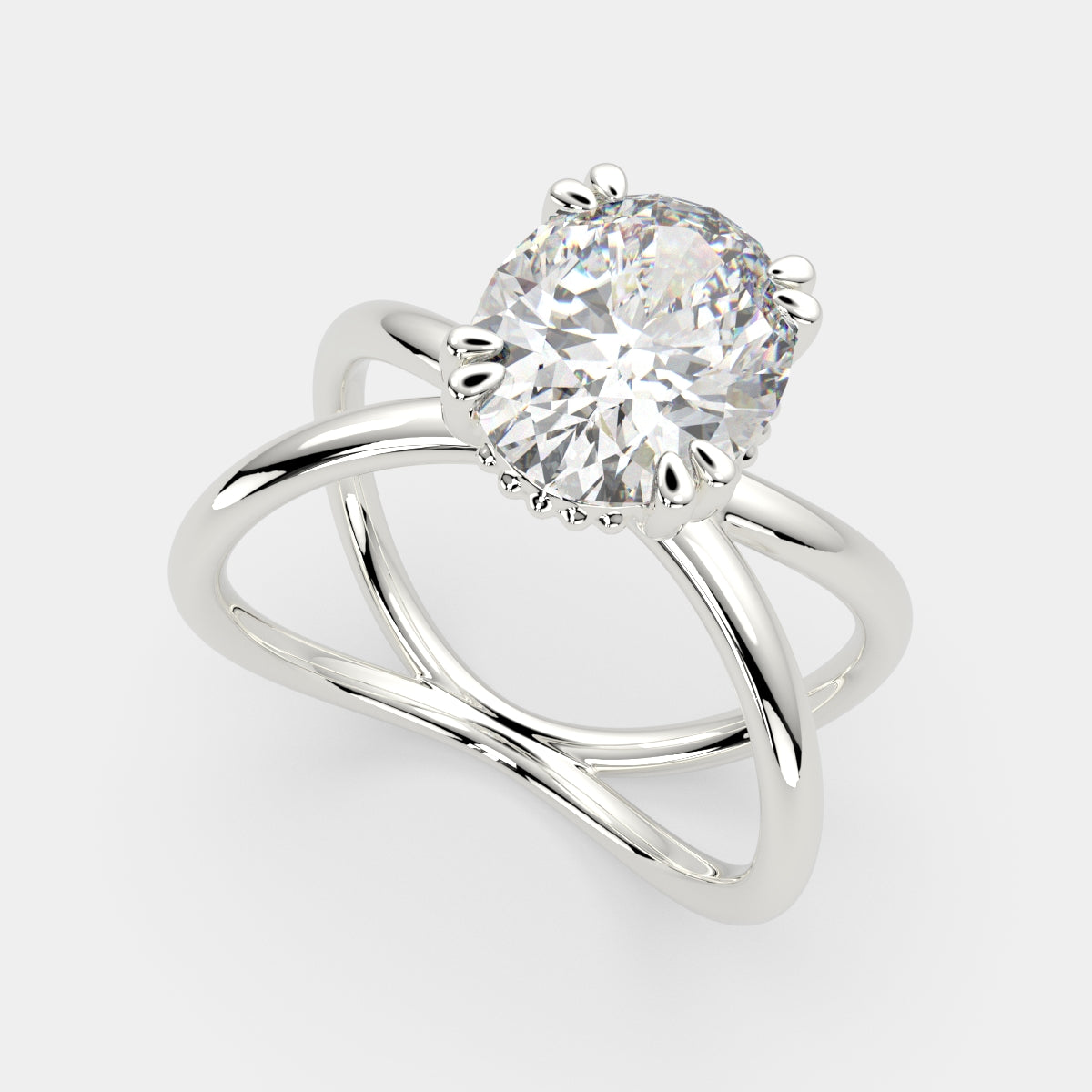 1 Carat VS1 D Lab Grown Diamond Solitaire Split Shank Oval Ring