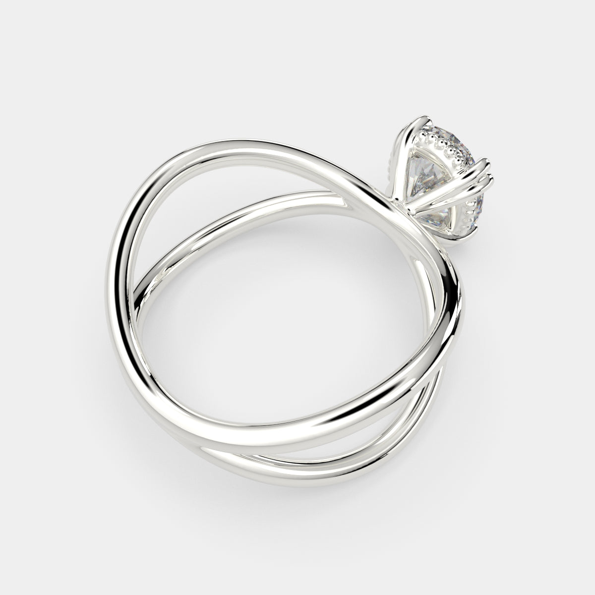 3 Carat VS1 D Lab Grown Diamond Solitaire Split Shank Oval Ring