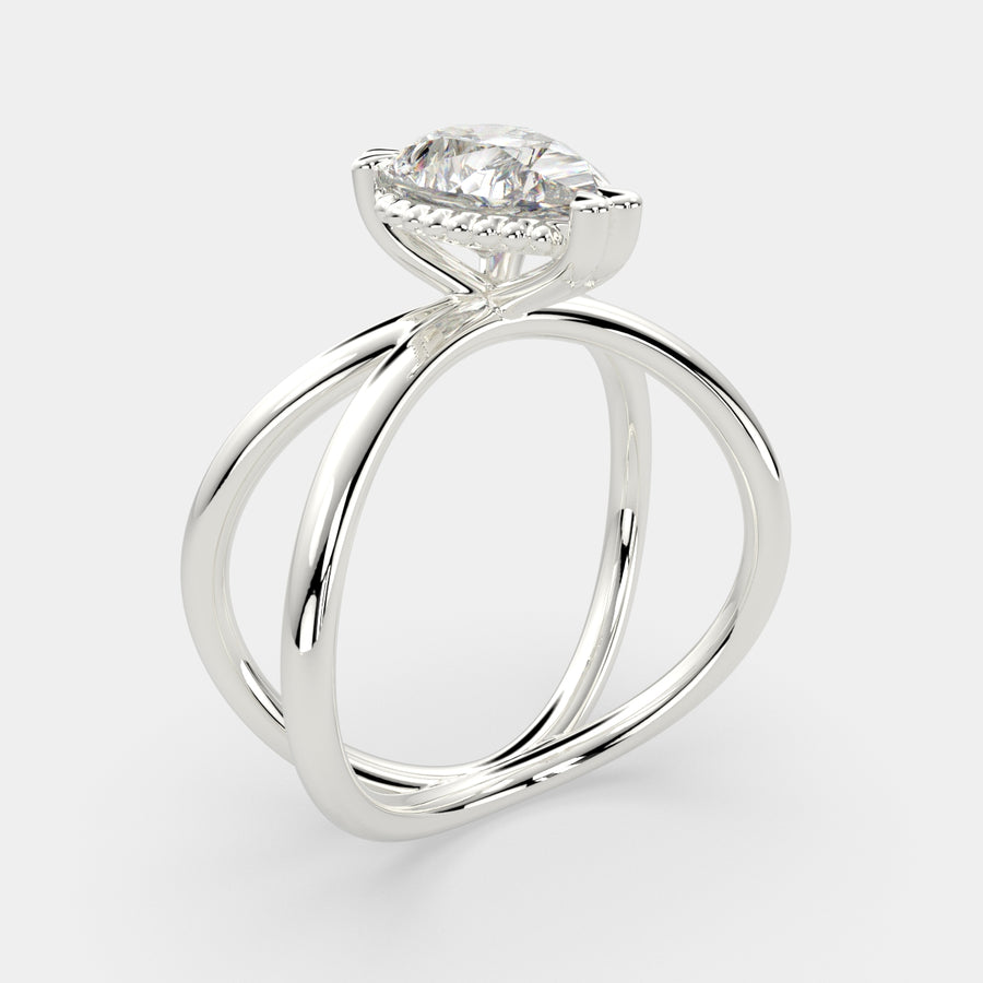 Tatiana 3 Carat Pear Cut Solitaire Split Shank Engagement Ring