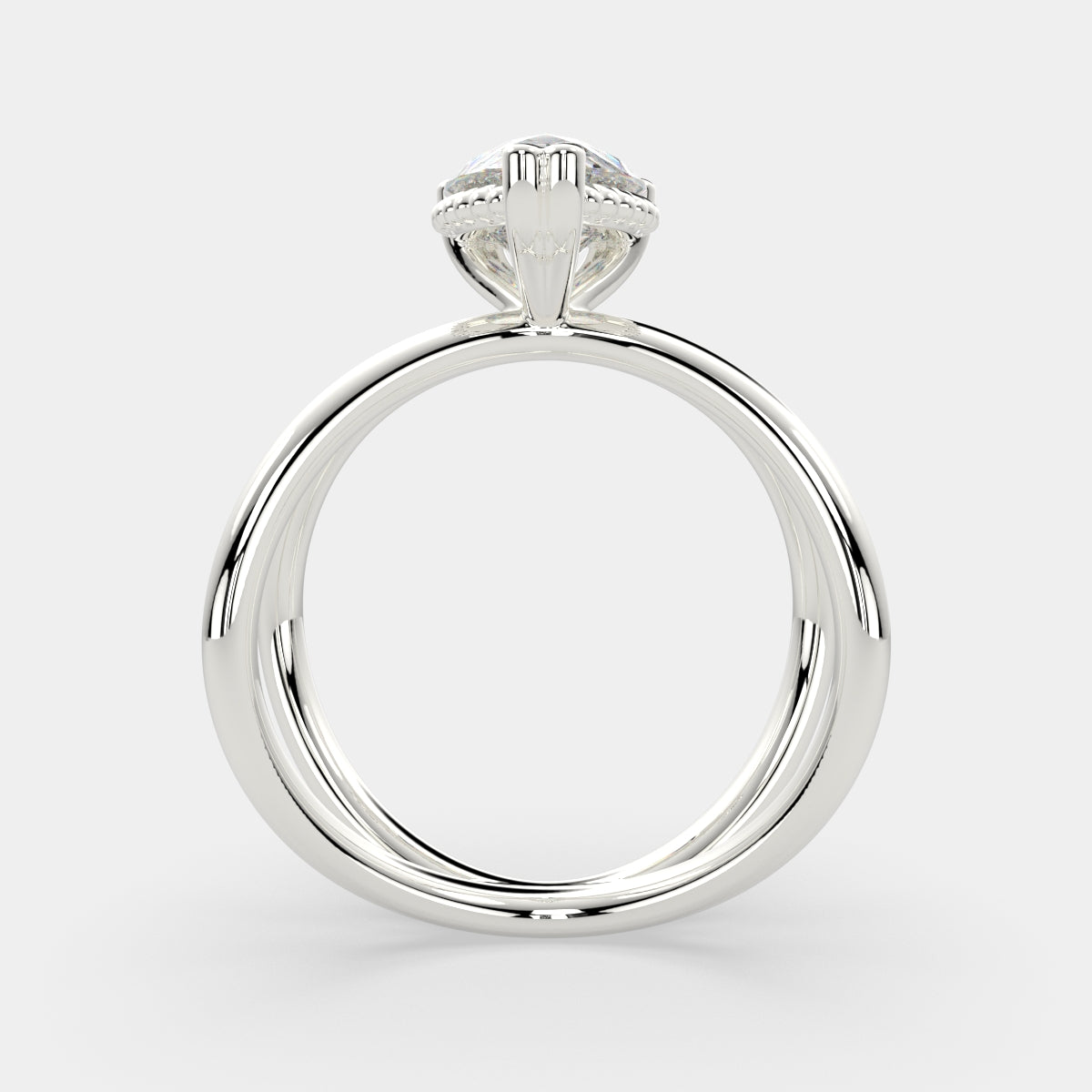 3 Carat VS1 D Lab Grown Diamond Solitaire Split Shank Pear Ring