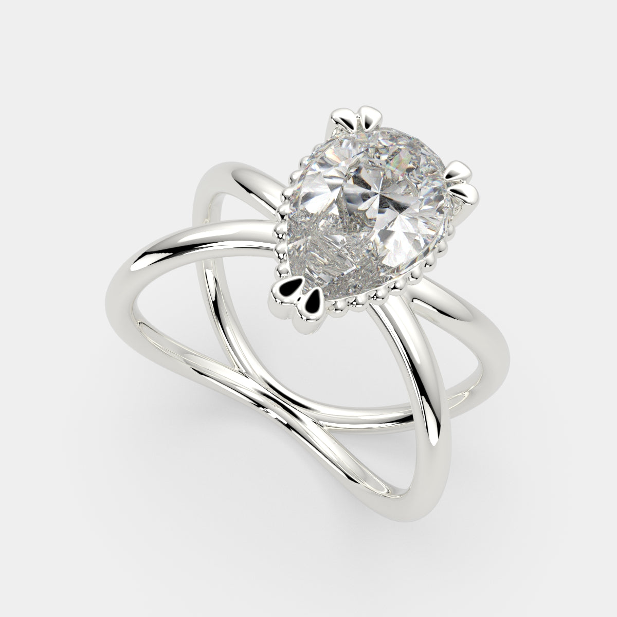 3 Carat VS1 D Lab Grown Diamond Solitaire Split Shank Pear Ring