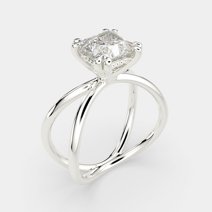 Tatiana 2 Carat Princess Cut Solitaire Split Shank Engagement Ring