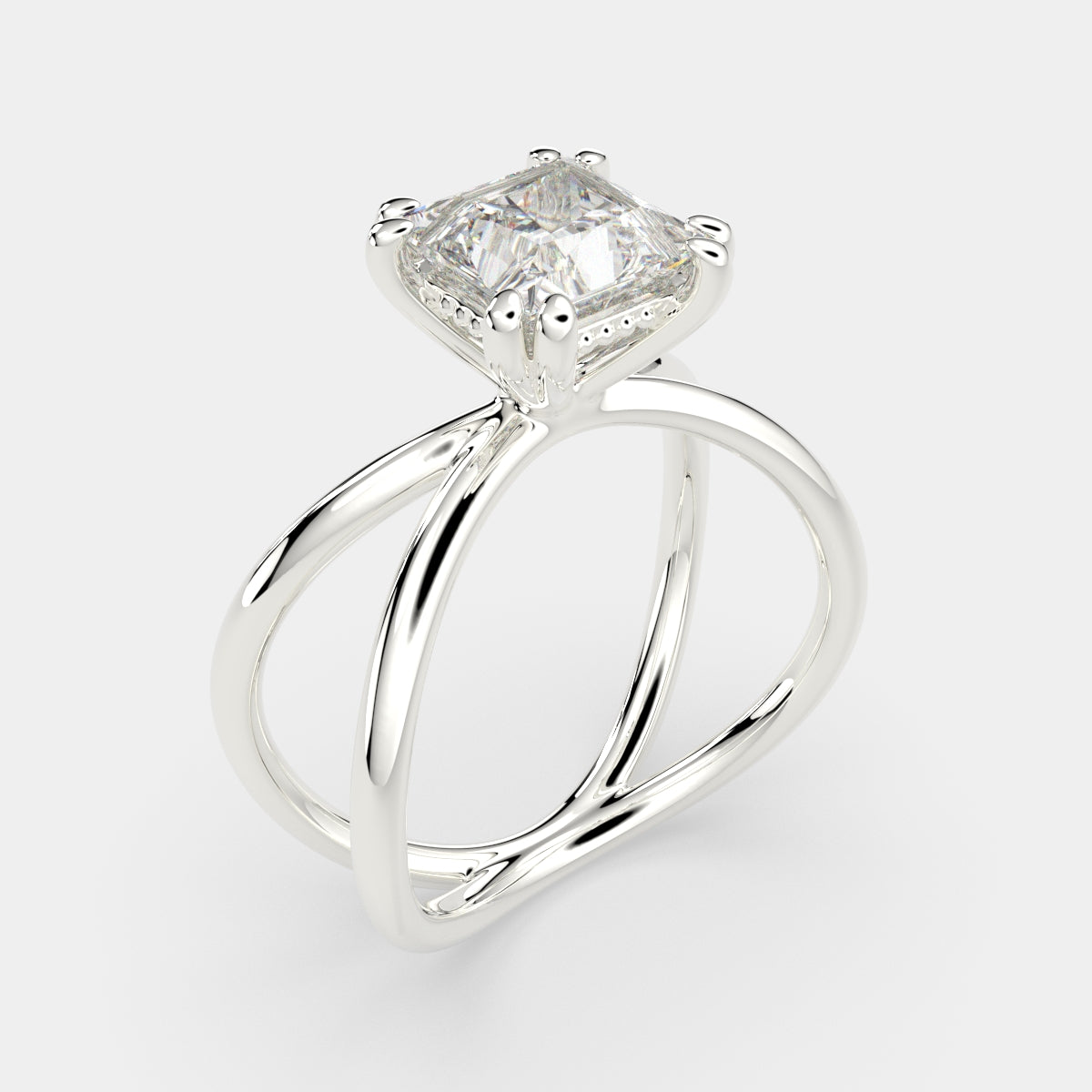 4 Carat VS1 D Lab Grown Diamond Solitaire Split Shank Princess Ring