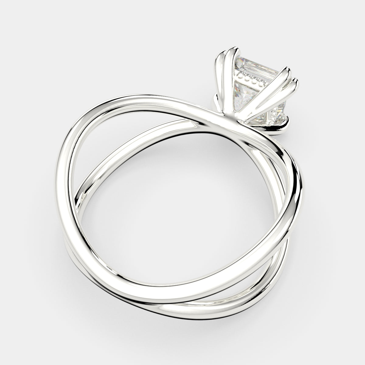 3 Carat VS1 D Lab Grown Diamond Solitaire Split Shank Princess Ring