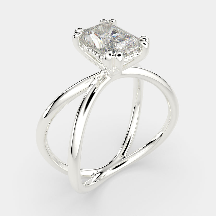 Tatiana 3 Carat Radiant Cut Solitaire Split Shank Engagement Ring