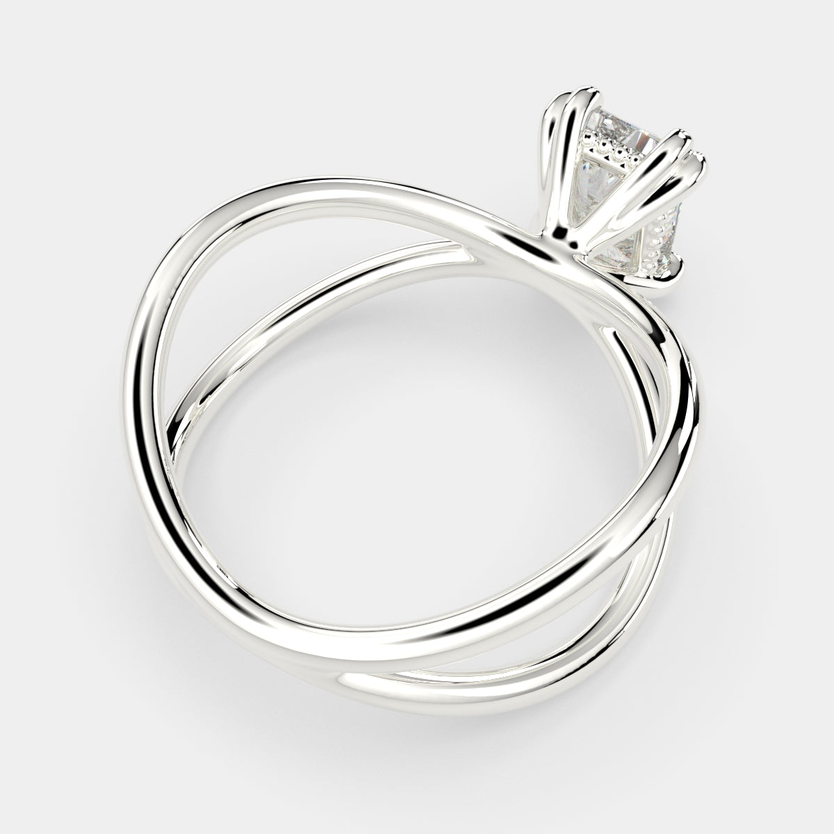 3 Carat VS1 D Lab Grown Diamond Solitaire Split Shank Radiant Ring