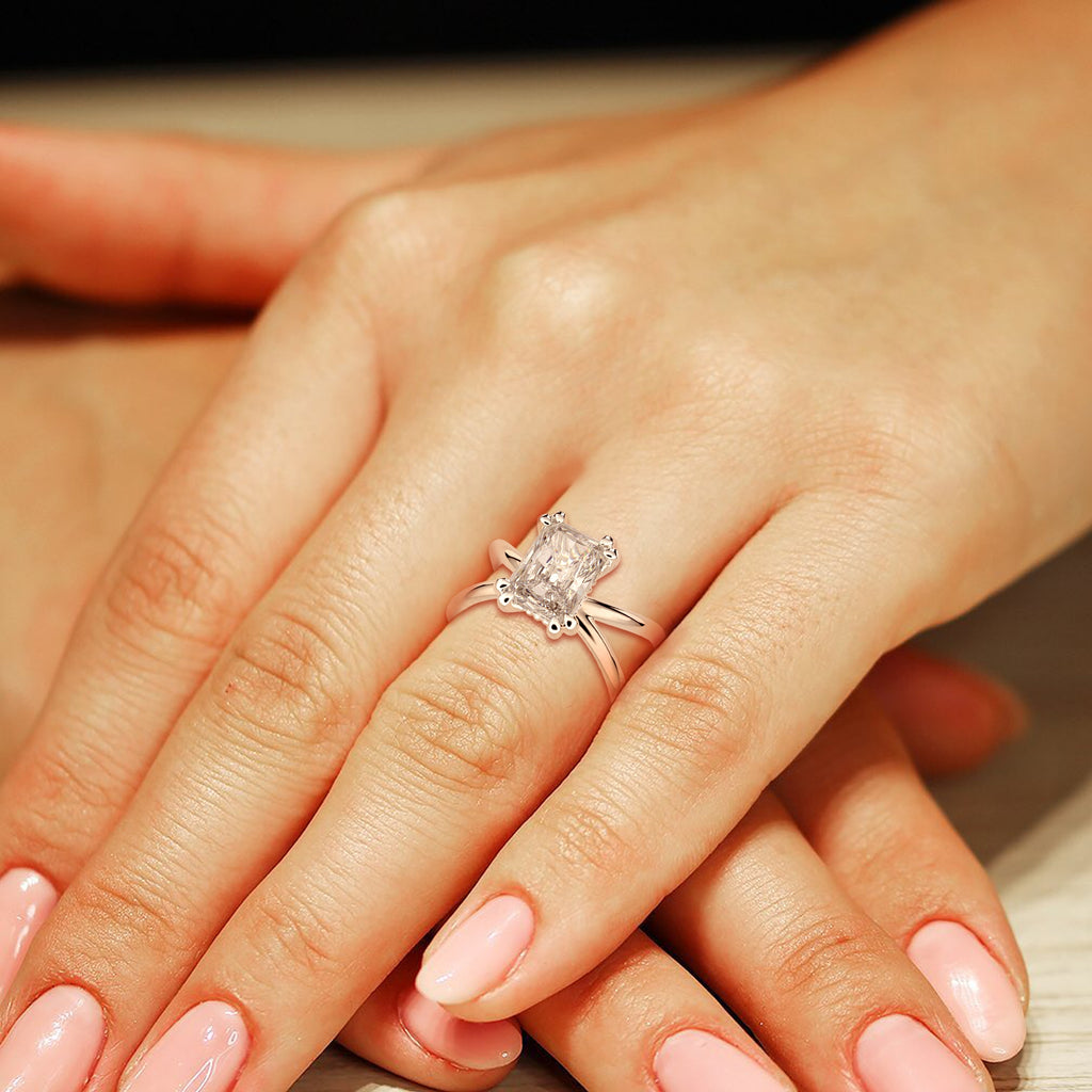 3 Carat VS1 D Lab Grown Diamond Solitaire Split Shank Radiant Ring