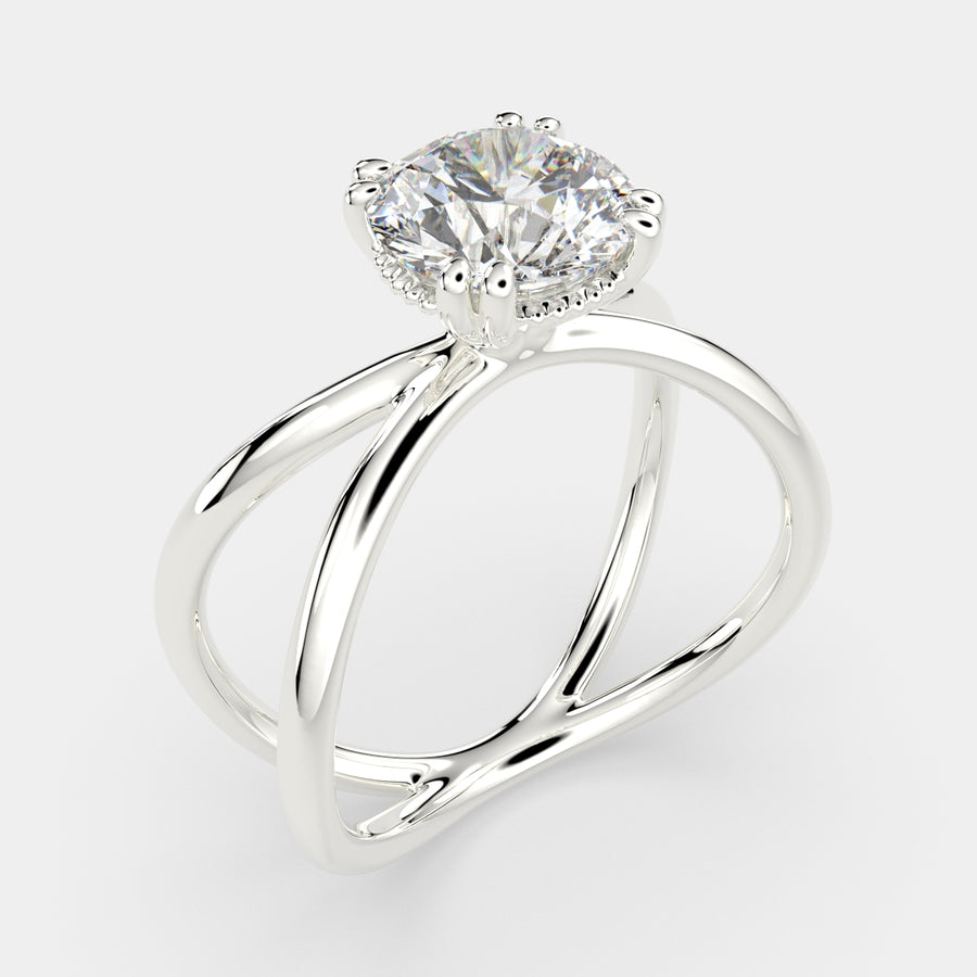 Tatiana 3 Carat Round Cut Solitaire Split Shank Engagement Ring