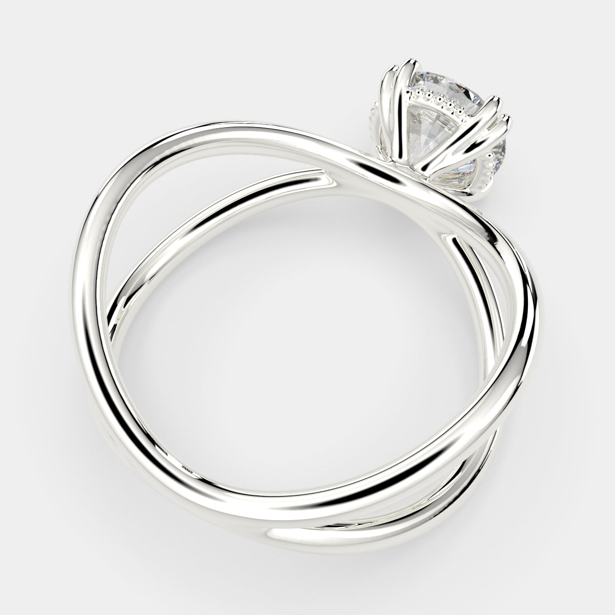 1 Carat VS1 D Lab Grown Diamond Solitaire Split Shank Round Ring