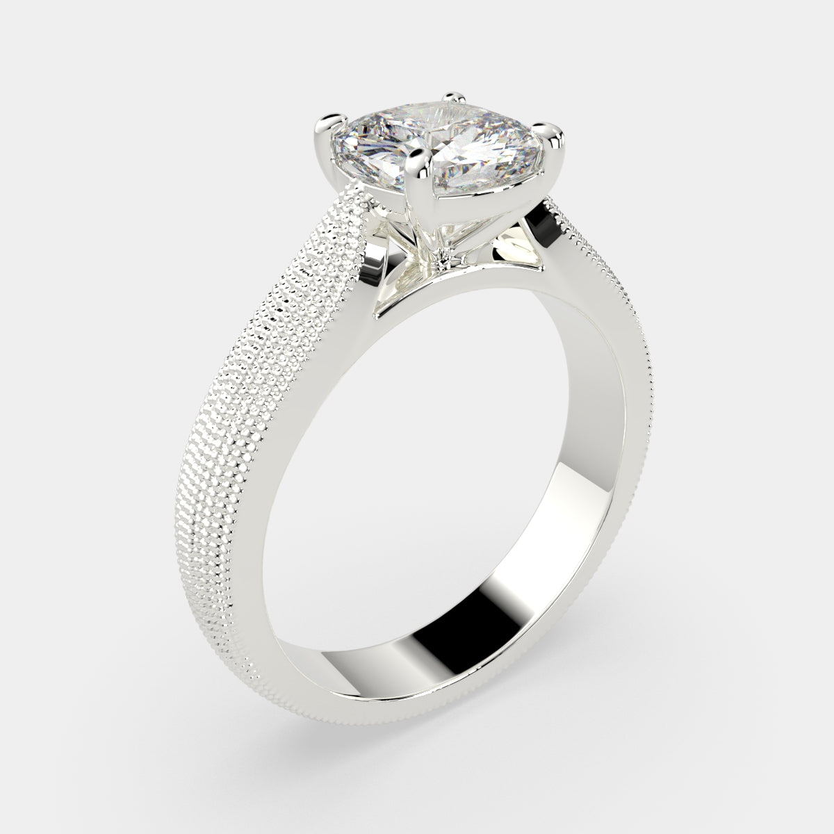 1 Carat VS1 D Lab Grown Diamond Solitaire Cushion Ring