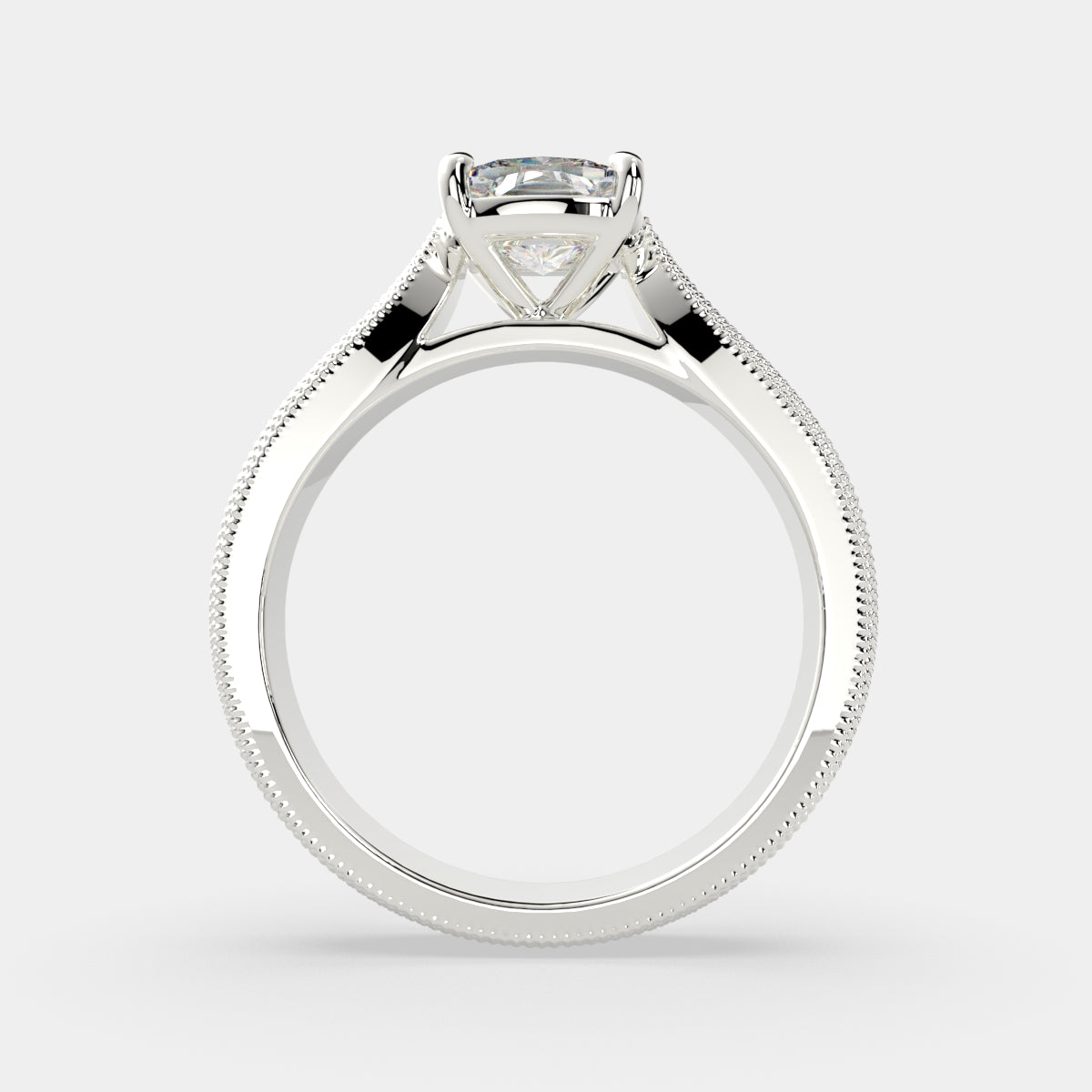 1 Carat VS1 D Lab Grown Diamond Solitaire Cushion Ring