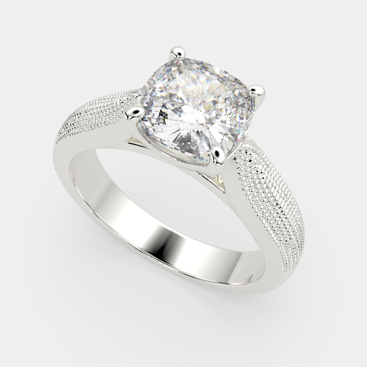 3 Carat VS1 D Lab Grown Diamond Solitaire Cushion Ring