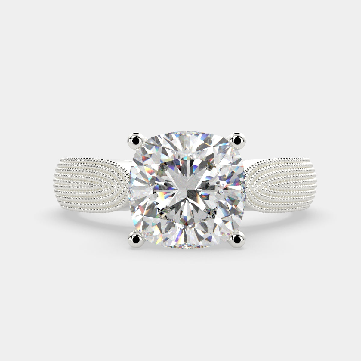 1 Carat VS1 D Lab Grown Diamond Solitaire Cushion Ring
