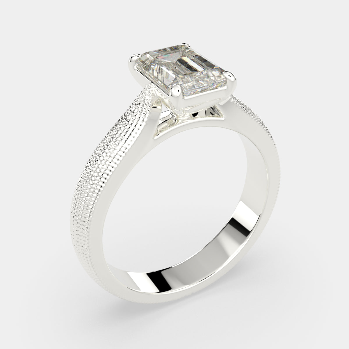 2 Carat VS1 D Lab Grown Diamond Solitaire Emerald Ring