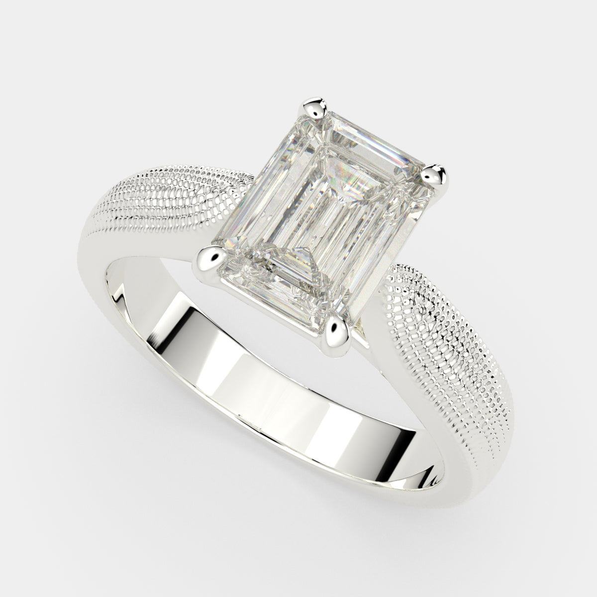 2 Carat VS1 D Lab Grown Diamond Solitaire Emerald Ring