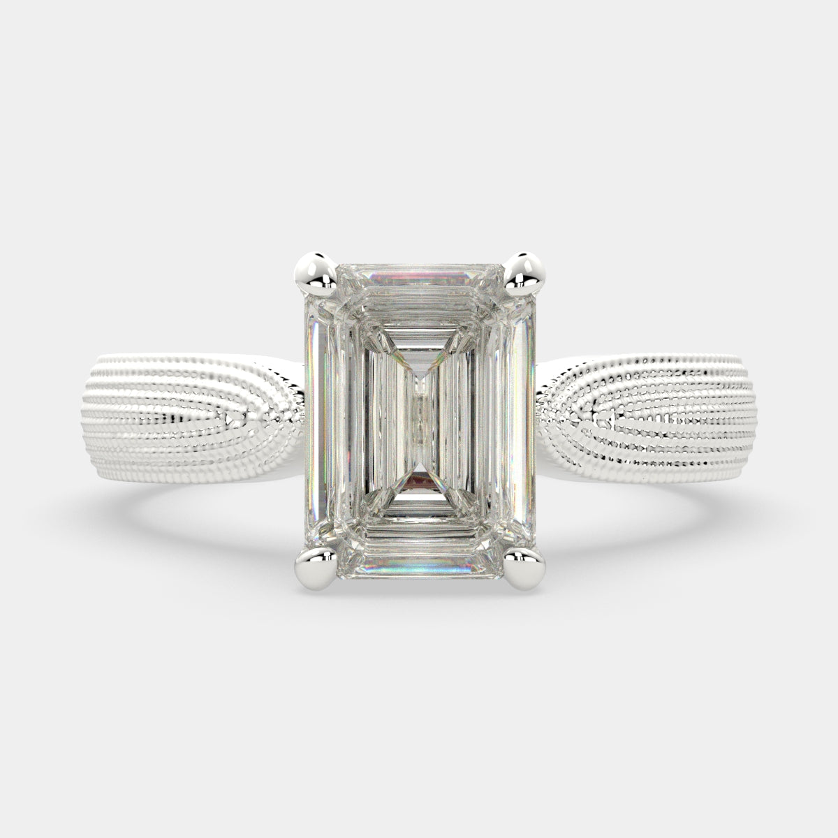 2 Carat VS1 D Lab Grown Diamond Solitaire Emerald Ring