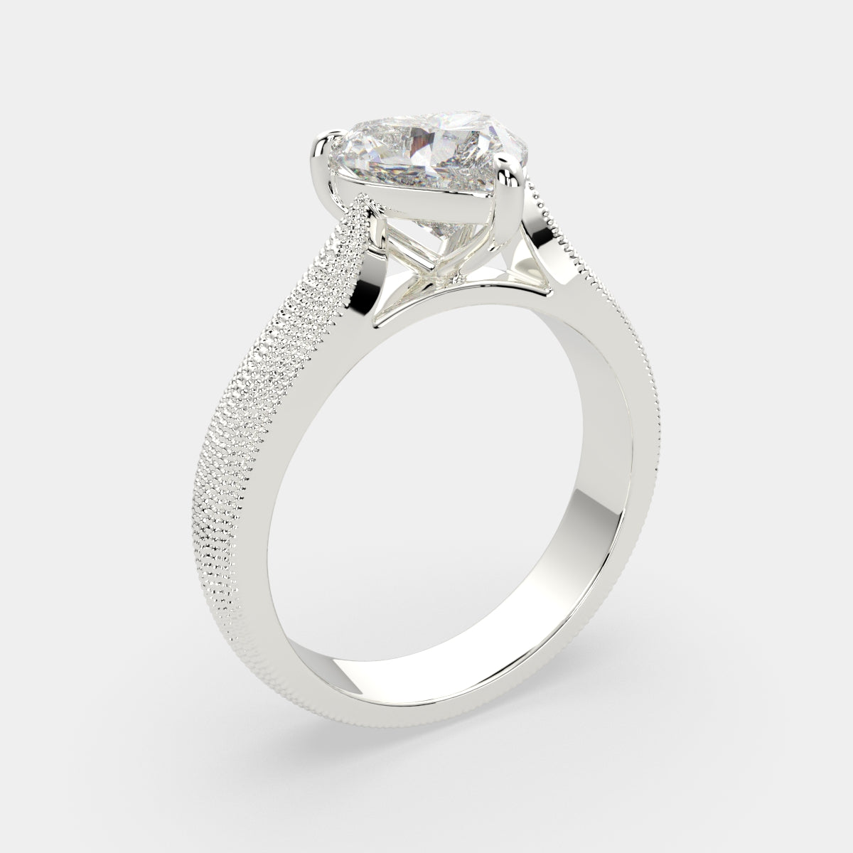 4 Carat VS1 D Lab Grown Diamond Solitaire Heart Ring