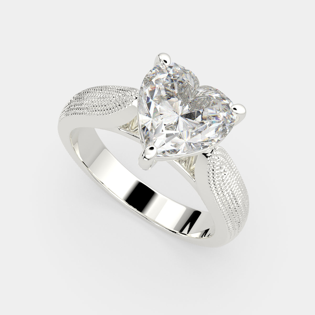 4 Carat VS1 D Lab Grown Diamond Solitaire Heart Ring