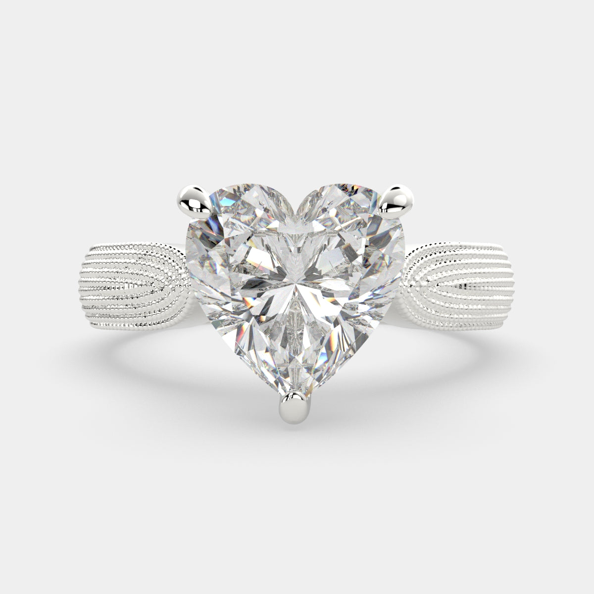 4 Carat VS1 D Lab Grown Diamond Solitaire Heart Ring