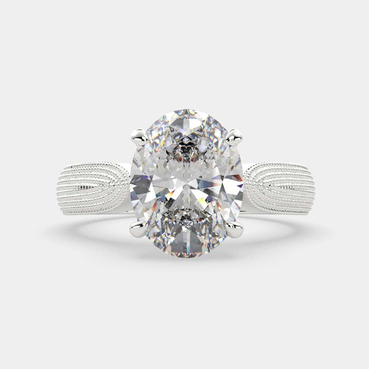 3 Carat VS1 D Lab Grown Diamond Solitaire Oval Ring