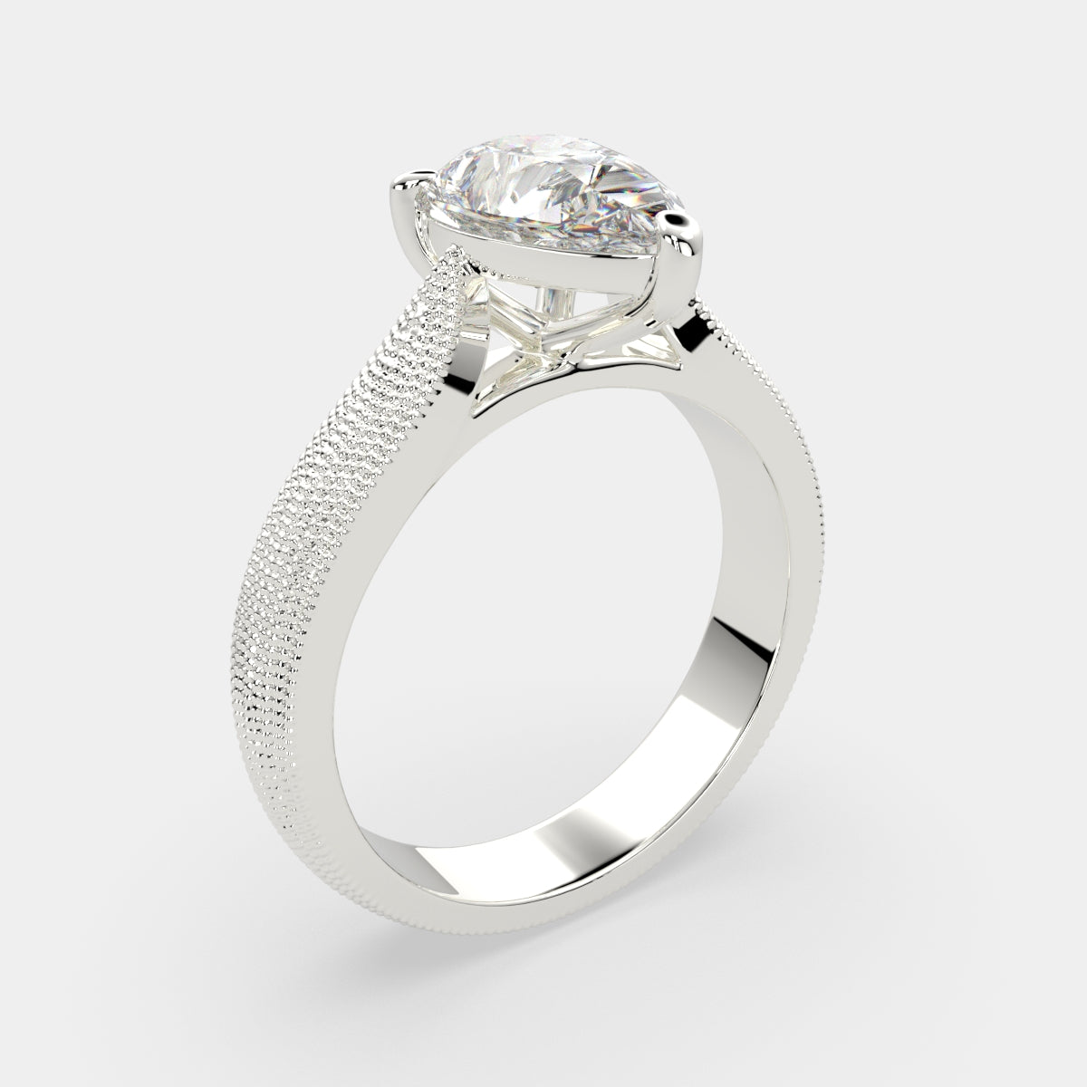 3 Carat VS1 D Lab Grown Diamond Solitaire Pear Ring