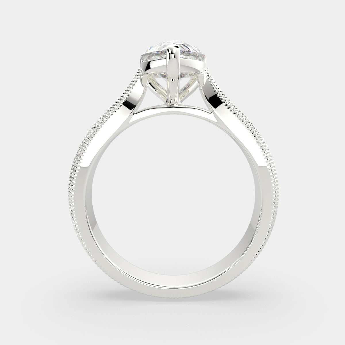 3 Carat VS1 D Lab Grown Diamond Solitaire Pear Ring