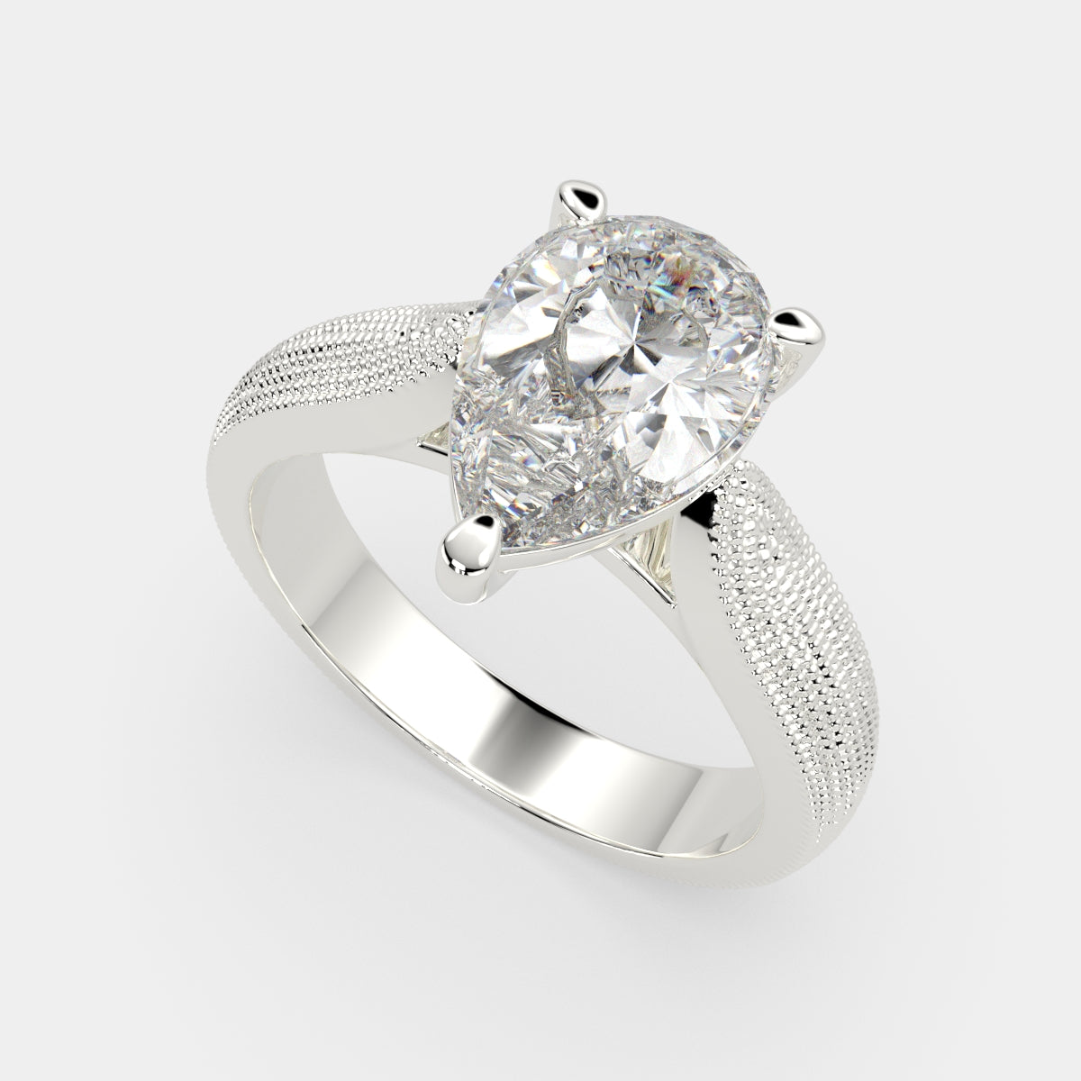 3 Carat VS1 D Lab Grown Diamond Solitaire Pear Ring