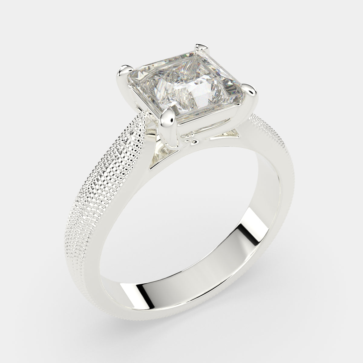 3 Carat VS1 D Lab Grown Diamond Solitaire Princess Ring