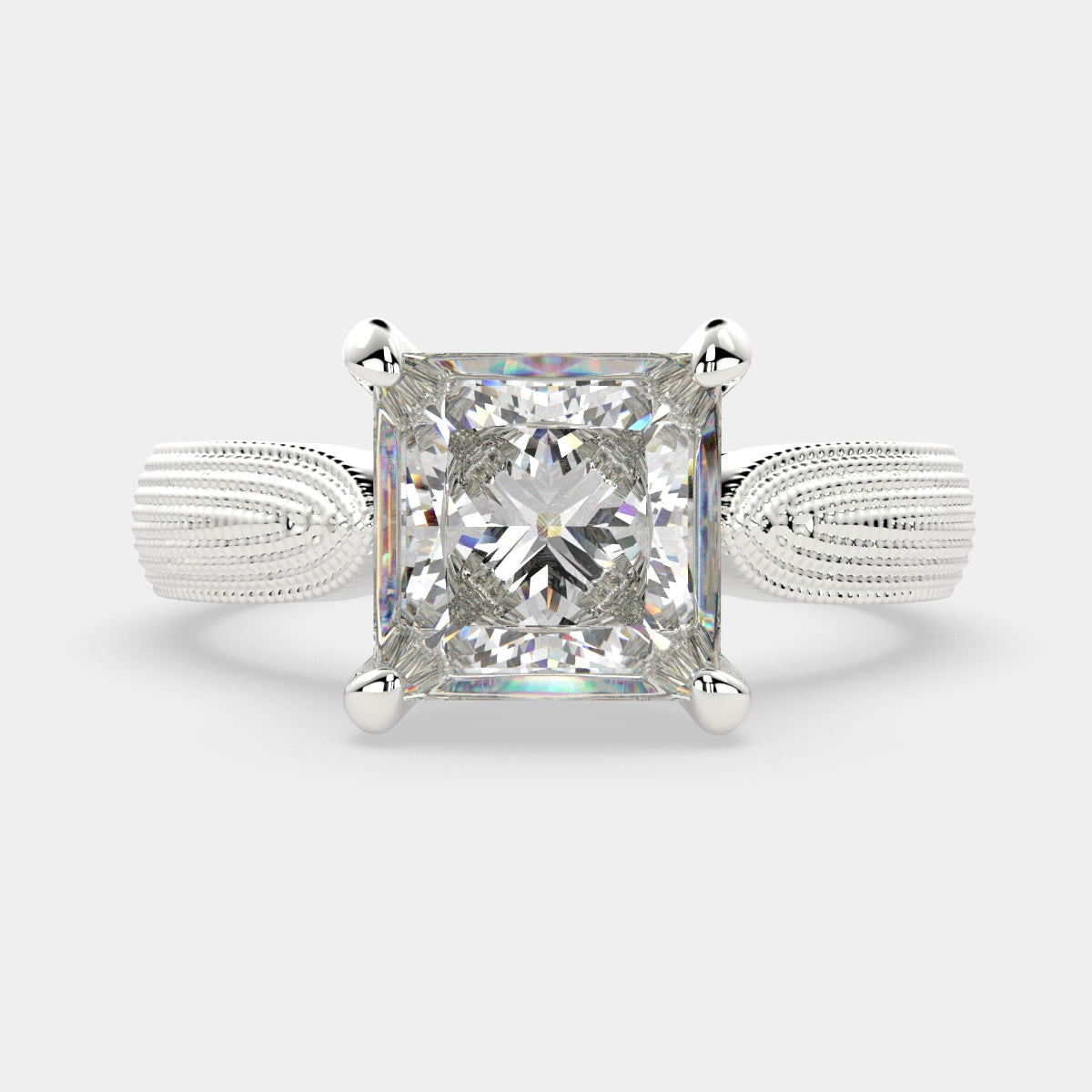 4 Carat VS1 D Lab Grown Diamond Solitaire Princess Ring