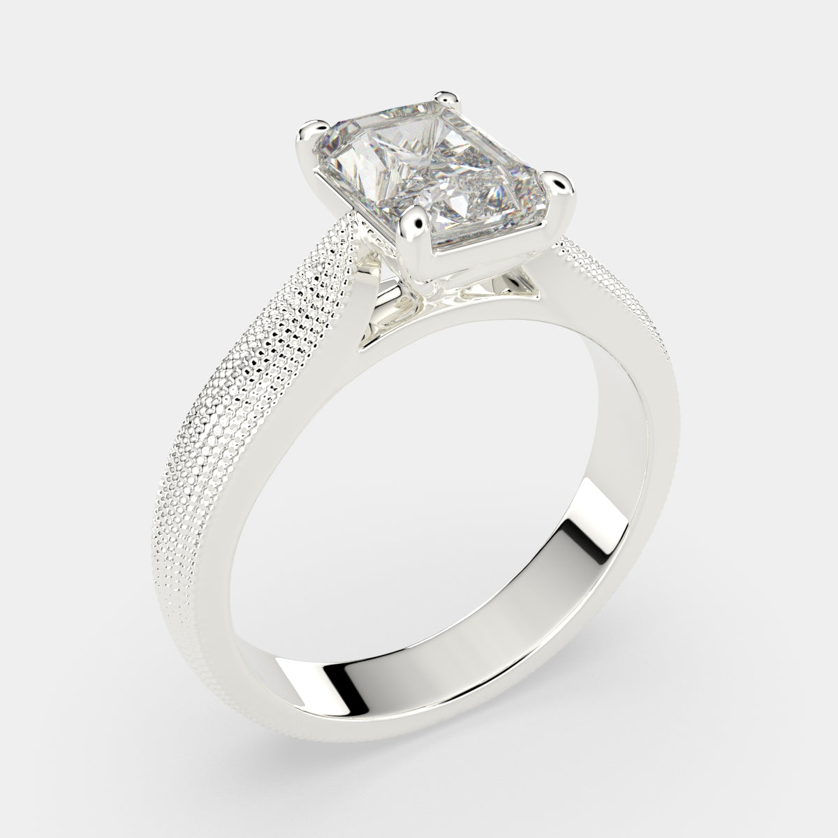 1 Carat VS1 D Lab Grown Diamond Solitaire Radiant Ring