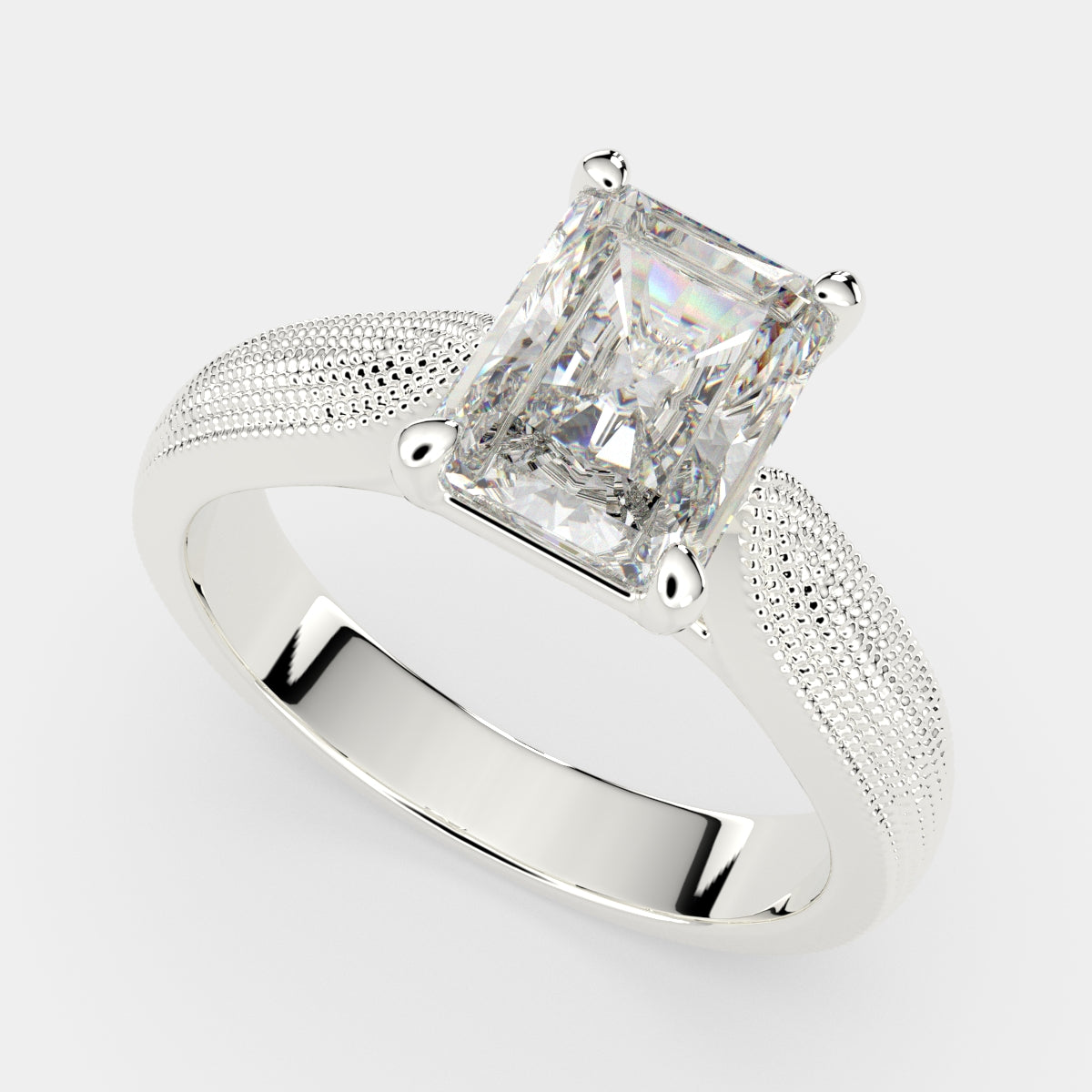 1 Carat VS1 D Lab Grown Diamond Solitaire Radiant Ring