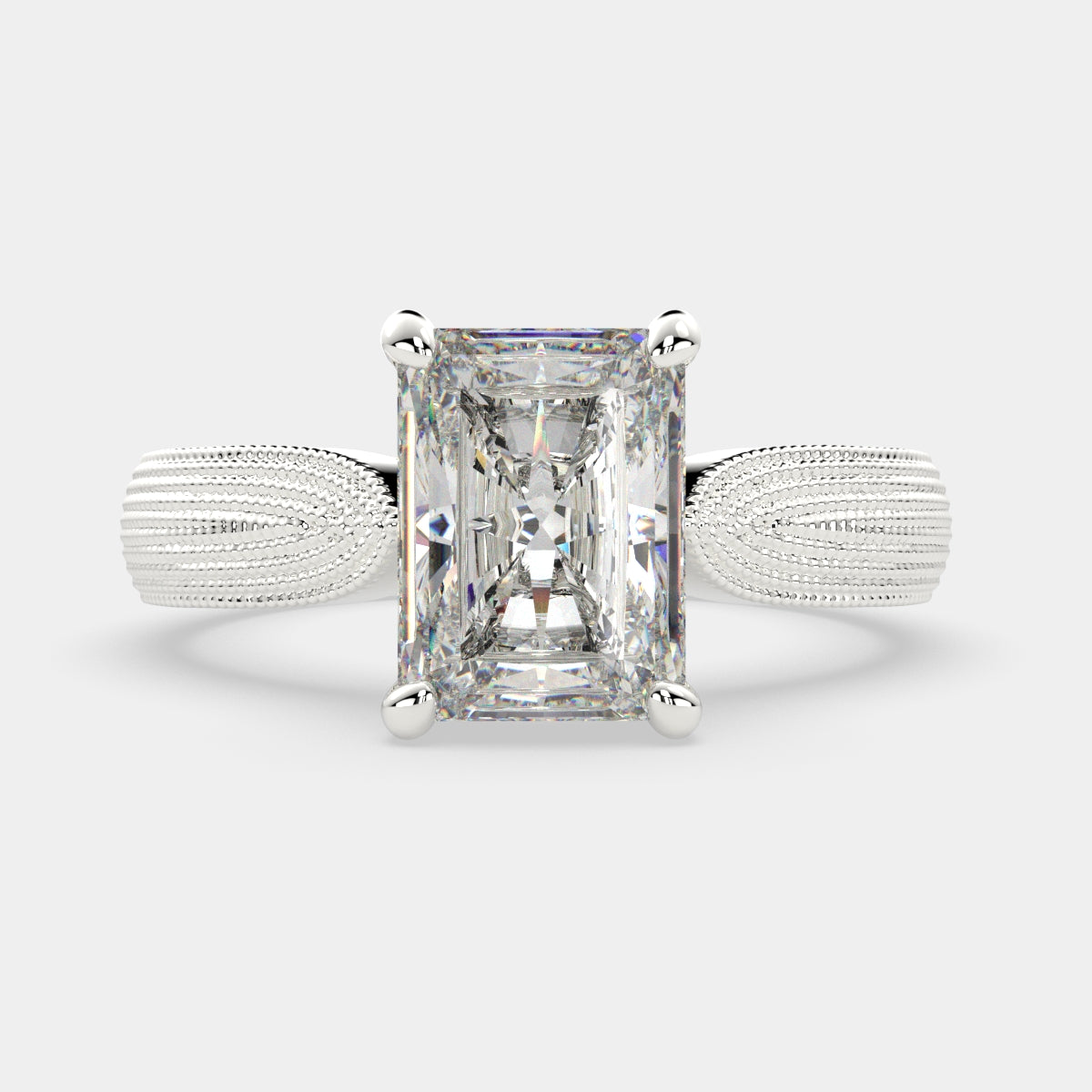1 Carat VS1 D Lab Grown Diamond Solitaire Radiant Ring