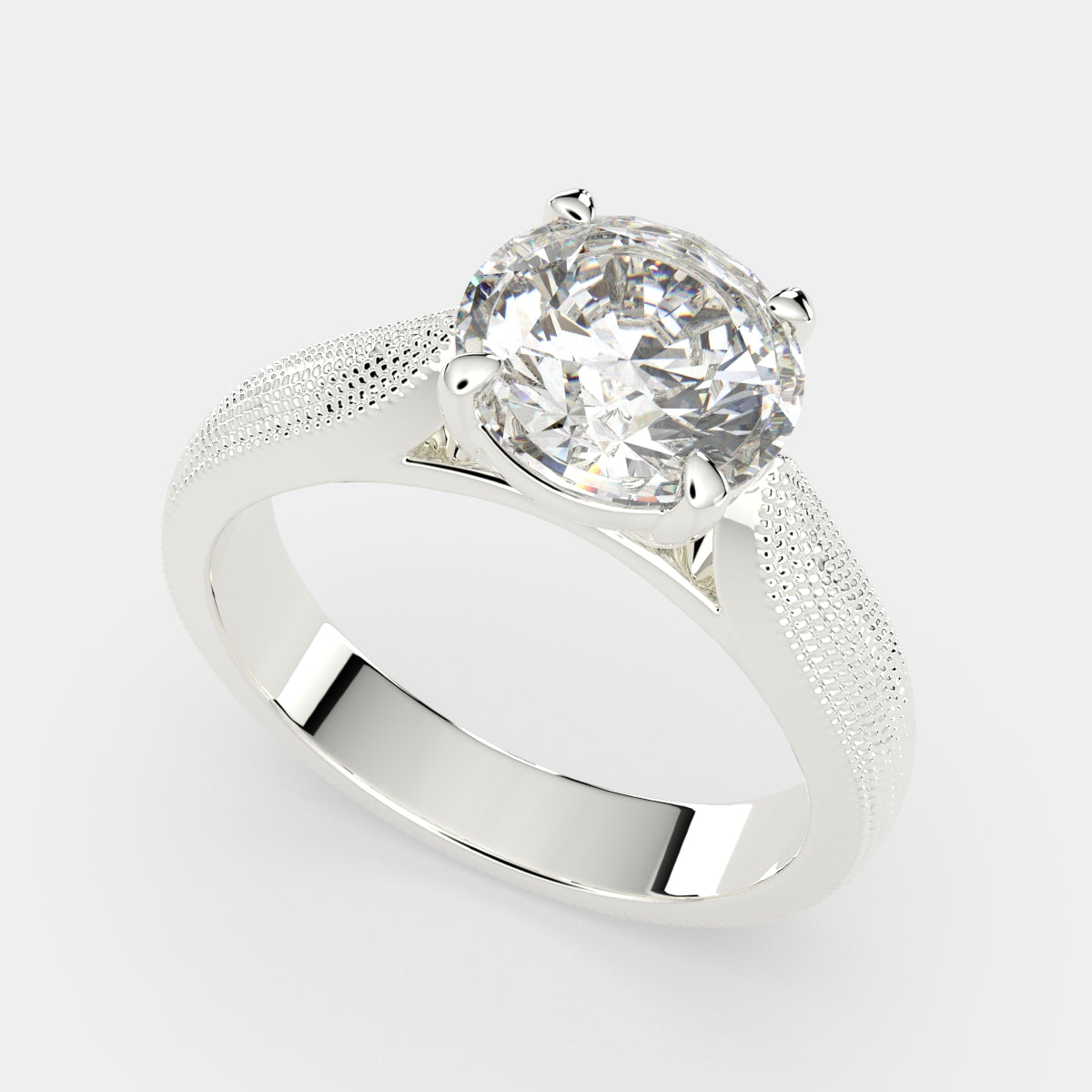 4 Carat VS1 D Lab Grown Diamond Solitaire Round Ring