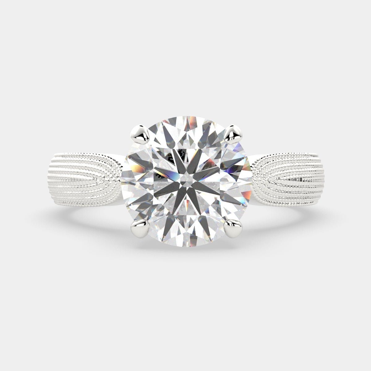 3 Carat VS1 D Lab Grown Diamond Solitaire Round Ring