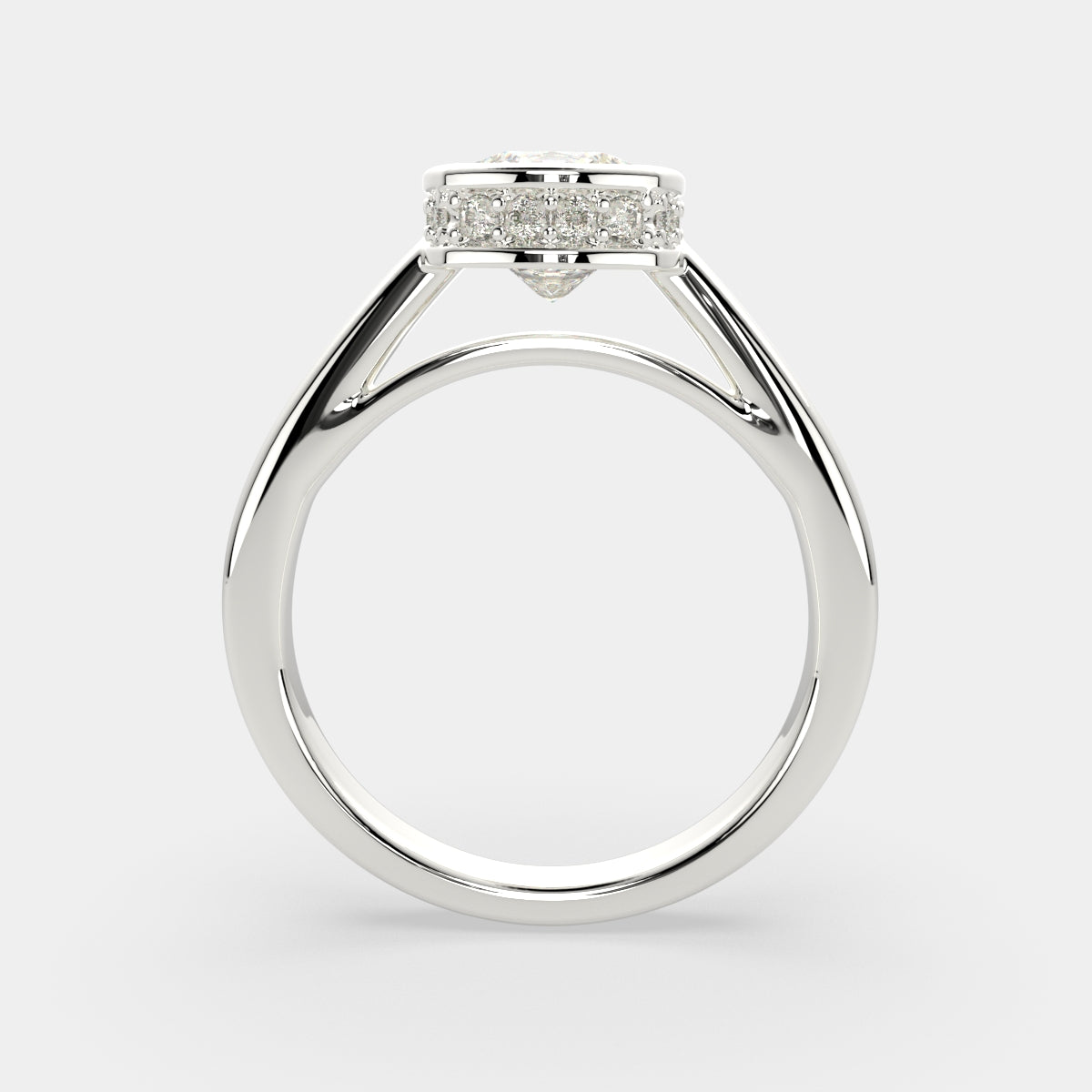 3.15 Carat VS1 D Lab Grown Diamond Halo Pave Cushion Ring